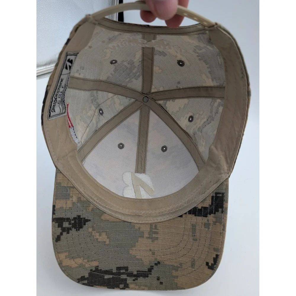 Bridgestone Golf Hat Men Digital Camo Ripstop Snapback American Flag Patch Brown